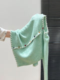 Color Buckle Thick Knitted Sweater Coat Women 2025 Autumn And Winter Languid Style Loose Design Feeling Long Sleeve Open Shirt Top