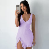 2025 Explosion Summer Pure Style Tuxedo Women's Dress Sling Dress V Tie Hottie Dress Summer