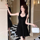 Red Sweet Wind Pure Want To Show Thin Slings Short Skirt French Bow Design Temperament 100 Fold Dress