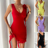 Dili Women's Clothing 2025 Spring And Summer Y2K Solid Color Temperament Repair Mesh Sling Dress