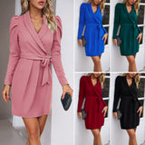 Dili Dress 2025 Autumn And Winter Femininity Elegant Long Sleeves Waist Short Dress
