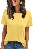 2025 Women's Round Neck New Casual Loose Solid Color Short-Sleeved T-Shirt