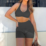 Dili Sports Yoga Wind Hanging Neck Bra Shorts Two Sets Of Women's Clothing 2025 Spring And Summer