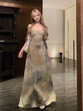 French Green Sling Dress Women's Summer New Seaside Resort Style Thin Temperament Long Dress Chic