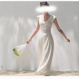 60 Tugging Air Layer U Collar Skin Daily Right Angle Shoulder To Close The Waist Long High Dress