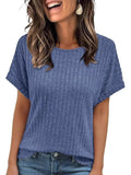 2025 Summer New Explosion Solid Color Collar Pit Casual Short-Sleeved T-Shirt Girl