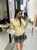 Lace Bow V-Neck Long-Sleeved T-Shirt Sweater Women's Small Design Blouse In Spring And Autumn And Winter