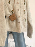 Small Fragrant Embroidered Raccoon Velvet Sweater Coat Women's Autumn And Winter 2025 New Thicket Loose Knitted Cardigan Top