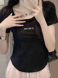 Pure Cotton Shoulder Round Collar Short-Sleeved T-Shirt For The Summer New Raspberry Color Repair Small Man To Collect The Waist Fish Bone Top Tide