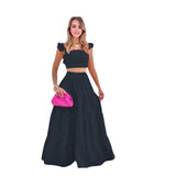 2025 Summer New Temperament Sexy Bare Back Solid Color Slings Two Sets Of Long Dress Dress Dress