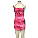 New Fashion Women's Printed Sling Bag With The Hip Dress Hanging Neck Cross-Dressing Sexy Dress Dress Woman