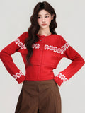 Fair Island Christmas Red Wearing A Knitted Cardigan Set Of Women's Autumn And Winter In The Vest Slings Two Sets