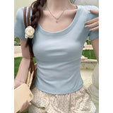 Design Sense Of Niche Short-Sleeved T-Shirt Women 2026 Summer New Slim Simple Casual Half-Sleeve Top
