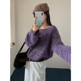 Lazy Wind Milk Wearing Early Autumn New Sweater Long Sleeves Head Bat Sleeve Short Knit Shirt Temperament Shirt Top