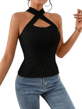 2025 New Self-Repair Cross-Hanging Sleeveless Shoulder Lady Sexy Vest Top