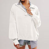 2025 Explosion Design Women's High-Quality Lantern Sleeve Decorative Line Open-Line Flipping Loose Wear