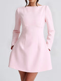 Dili Elegant Wind Solid Long-Sleeved Short Dress Dress Women's Dress 2025 Autumn And Winter