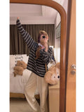 Korean Explosion Striped Long-Sleeved T-Shirted Women 2025 New Autumn And Winter Loose Inside The High-End Feel Blouse