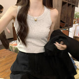 I-Word Sling Vest Women With Summer Collar Collar Tight Suit Bottom To Wear Bare Sleeves
