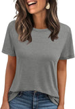 2025 Women's Round Neck New Casual Loose Solid Color Short-Sleeved T-Shirt
