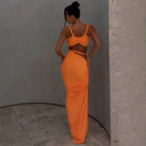 Spring/Summer 2025 New Slimming Half-Body Bust Dress Solid Color Sexy Suspension Dress Set