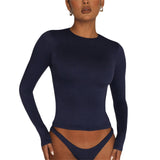 2025 Women's Long-Sleeved T-Shirt Spring And Autumn Solid-Colored T-Shirt T-Shirt Women's Street Dress Shirt Short