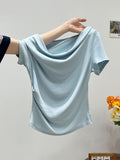 Korean Hottie Collar Collar Collar Collar Collar Collar Collared Short-Sleeved T-Shirt Girl Summer New Body Design Pure Lustful Blouse
