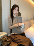 Half-High Collar Long-Sleeved T-Shirt Women In The New Autumn And Winter Of The Korean Autumn And Winter To Wear The Bottom Of The Wooden Ear To Wear Thicker And Repair Coat