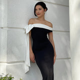 Autumn 2025 New Shoulder-Boor Sleeveless Ribbon Temperament Dress Body-Body-To-Bossed And Left-Handed