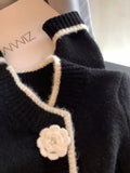 Small Fragrant Temperament Sweater Coat Women Autumn And Winter Repair Short Camellia Knitted Shirt Spring And Autumn New Top