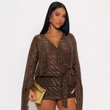 New Fashion Temperament Sexy Deep V Wavy Horn Sleeves In Autumn 2025