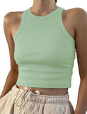 2025 Women's Spring/Summer Short Solid Color Thread Sleeveless T-Shirt Vest