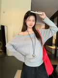 Vintage Hot Diamond Rivet Embroidered Slanted Shoulder Long-Sleeved T-Shirt 2026 Autumn New Loose Design Feel Blouse Woman