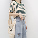 Short-Sleeved T-Shirt Women's Summer Thin 2026 New Loose Cotton Green Stripe Sympathizes With Women's Clothes