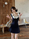 Lace Lace Spliced Flying Sleeve Dress Women Spring 2026 New Hot Girls To Close The Waist Of A Small A-Word Skirt