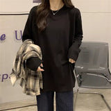 Deyvet Warm Loose Big White T With Winter Plus Velvet Long-Sleeved T-Shirt Women Folded In The Coat Of Clothing