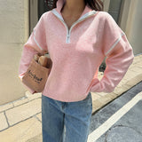 Dili Casual Simple Solid Color Long-Sleeved Zipper Sweater Women's 2025 Autumn And Winter