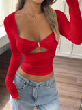 Dili Y2K Hottie Style Sexy Solid Color Long-Sleeved T-Shirt Women's Clothing 2025 Autumn And Winter