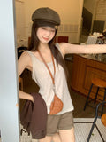 Kinky Loose Temperament Sleeveless Design Vest Sling Women 2026 Summer New Bottom Set Thin Top