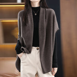 Autumn 2025 New Bat Sleeve Shawl Women Loose Knit Wool Coat Ocean Tucked Open Shirt Outside The Cloak