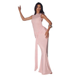 New Autumn 2025 Fashioned Rolled Round Collar High-Rise, Sleeveless And Packed Evening Dress