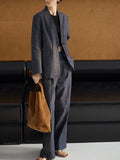 French Imitation Denim Suit New V-Neck Retro Commute A Buckle Suit Suit Woman