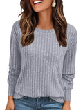2025 Women's Simple Commuter T-Shirt Women's Pit Round Neck Long-Sleeved Top