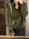 Lazy Wind Soft Glutinous Green Sweater Women Autumn And Winter Collar Slack Feeling Inside The Bottom Shirt Thin Bottom Knitting Top