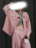 New Set Loose Design With Long-Sleeved Shirt Short Long-Legged Secret Broad Leg Trousers Set