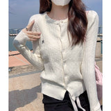 Design Embroidered Jasmine Knitted Cardigan Women's Korean College Style Sweet Outside Wearing A Small Shirt In Autumn And Winter