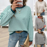 Dili 2025 Autumn/Winter Blouse Women's Temperament Casual Round-Neck Striped Sweater