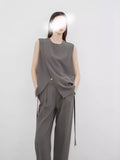 The Big Lady's Main Trousers Suit Casually Cool Twill Thigh Thigh Thighs Thighs Thighs Trousers Set Summer
