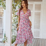 Independent Research And Development Design Printing Flowing Dress 2025 Sexy Holiday Big Dress