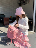 Korean Wearing White Children's Texture Round Collar Long-Sleeved T-Shirt Girl Spring Slimming Inside Embroidery Top